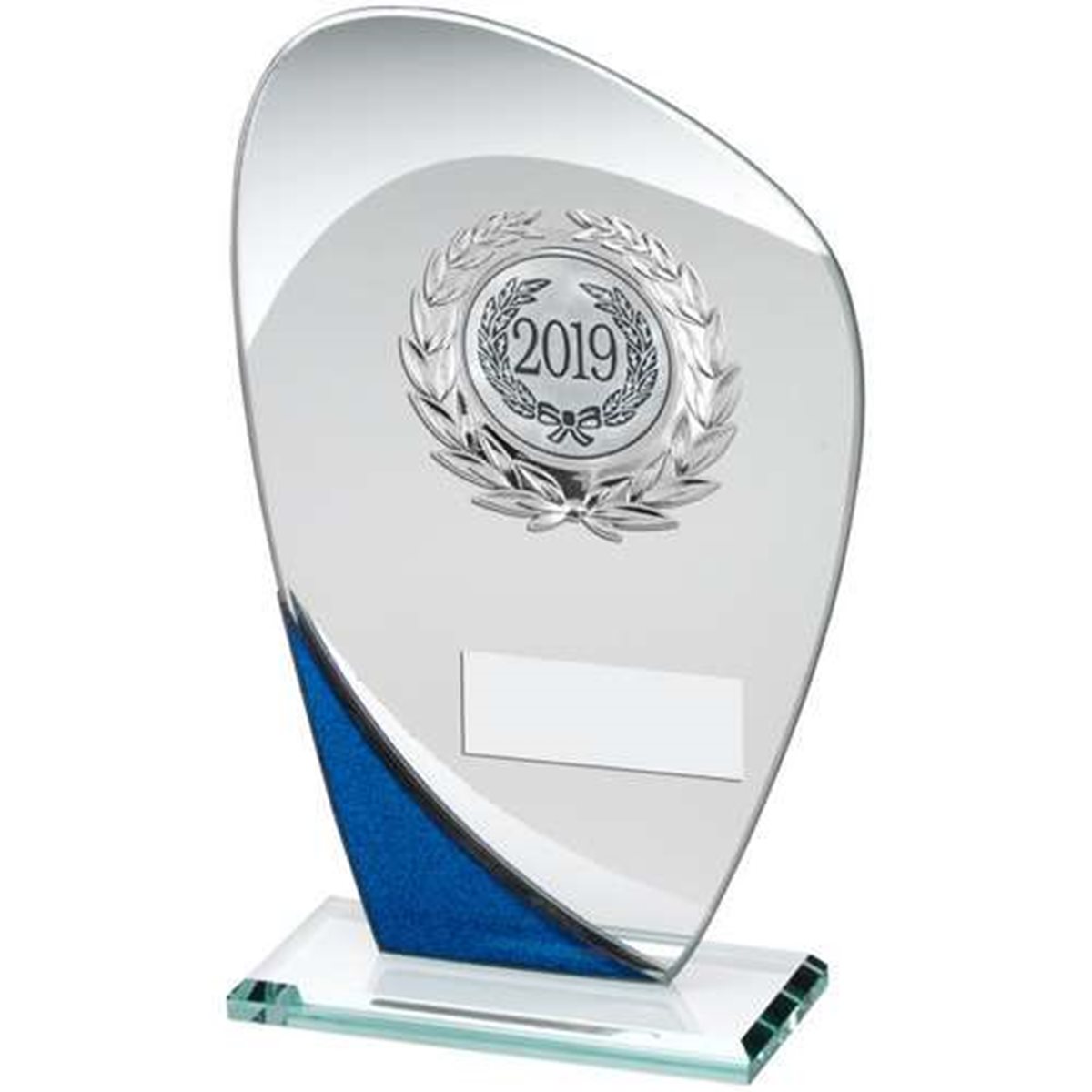 Jade Blue and Silver Glass Award with Silver Trim TY171