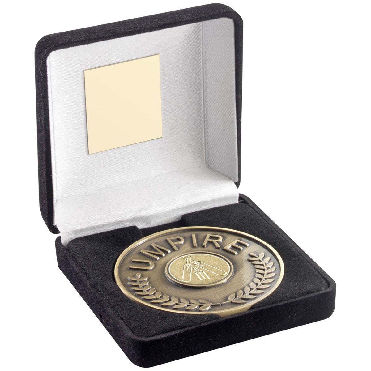 Gold 70mm Cricket Umpire Boxed Medal JR6-TY37