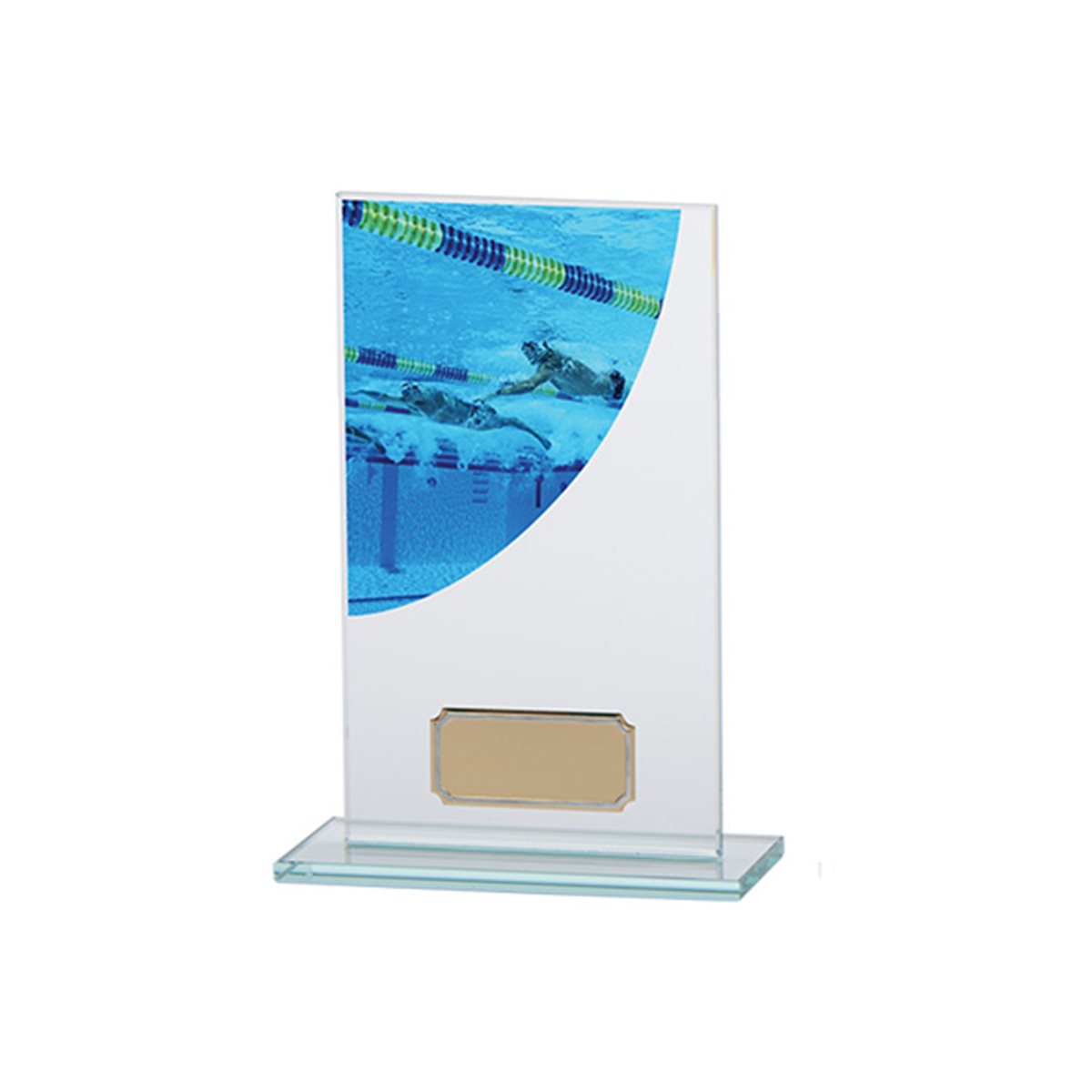 Swimming Glass Award with Coloured Acrylic Image CR4828