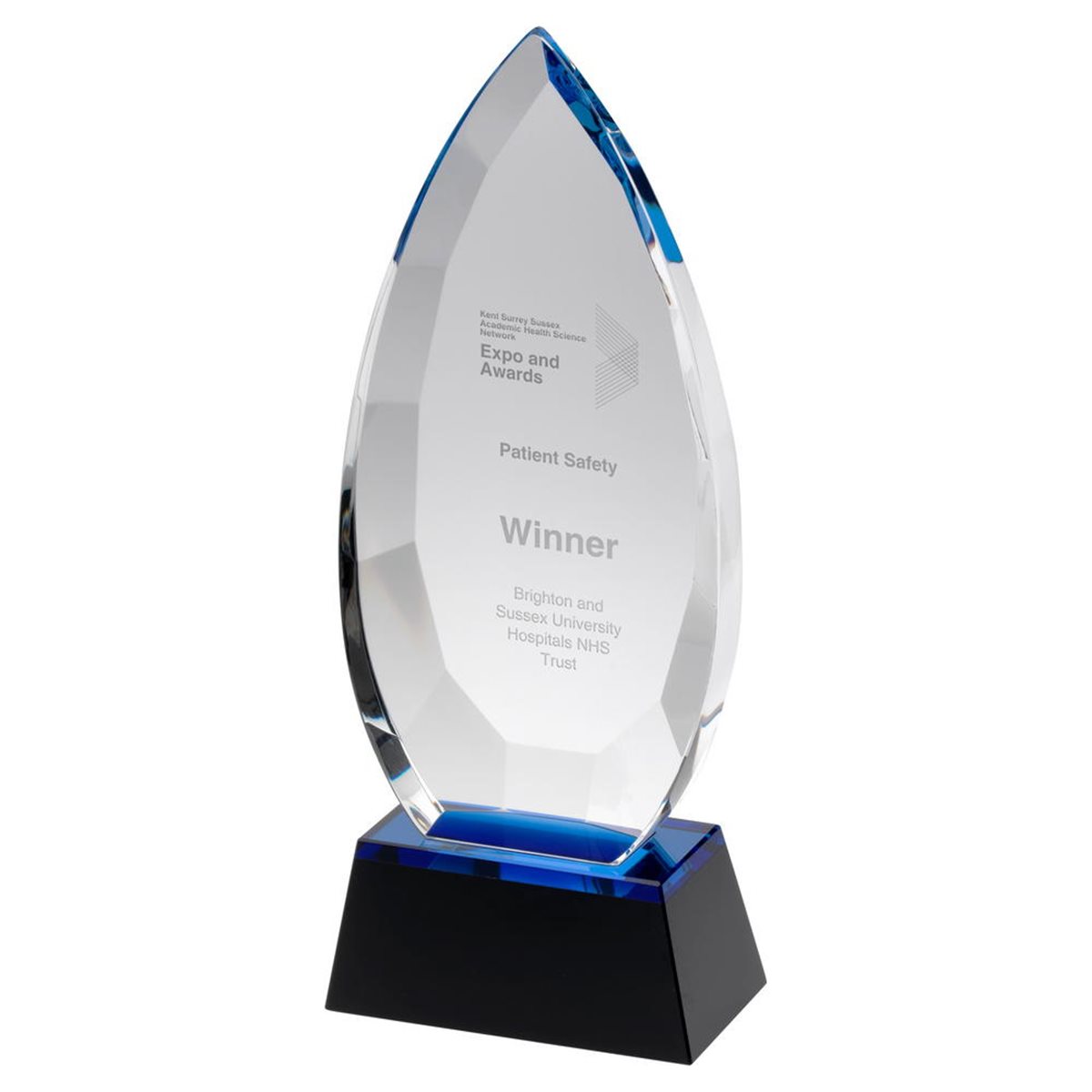 Glass Award 15-30mm Thick on Blue/Black Base CBG23