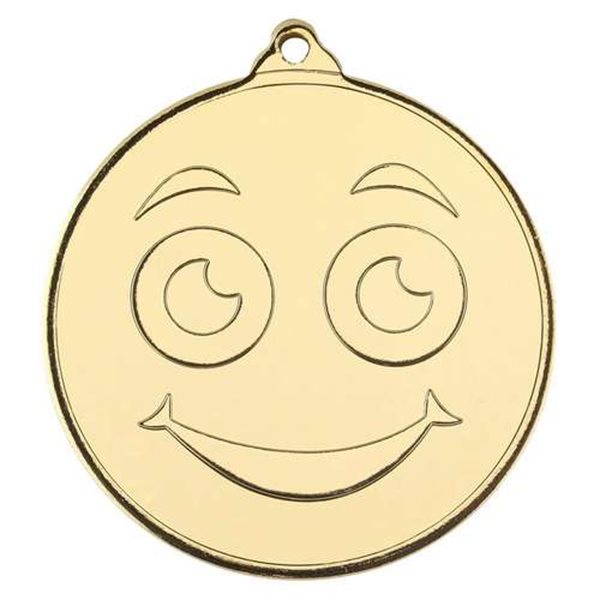 50mm Gold Smiley Face Medal M99G