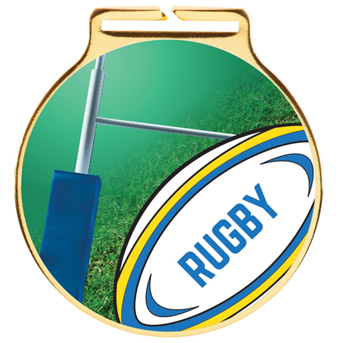 Rugby Gold Medal & Ribbon 60mm MM20469G