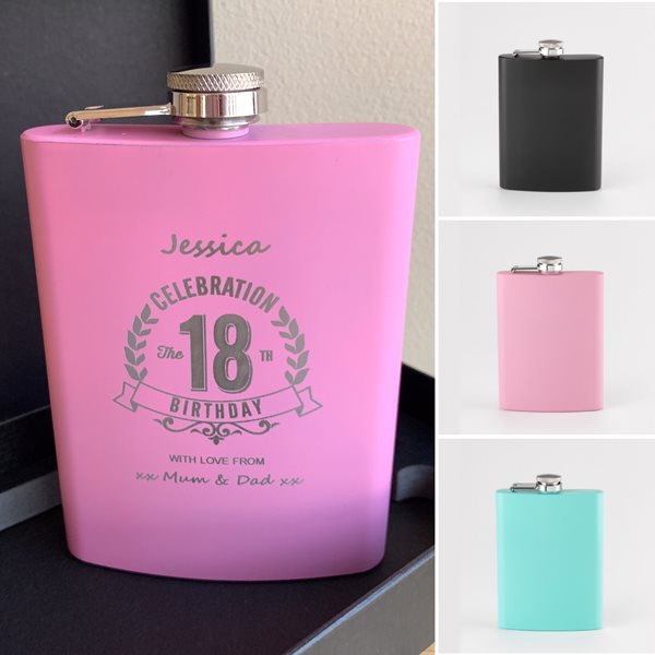 Personalised Birthday Stainless Steel Hip Flask 240ml