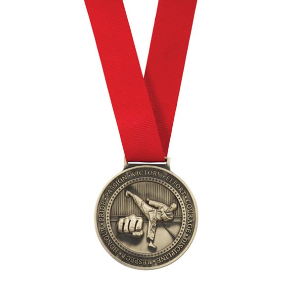 Karate Medal & Ribbon 70mm Gold, Silver, Bronze MM16056