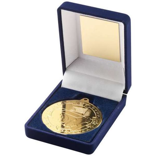 Gold 50mm Football Boxed Medal JR1-TY16A