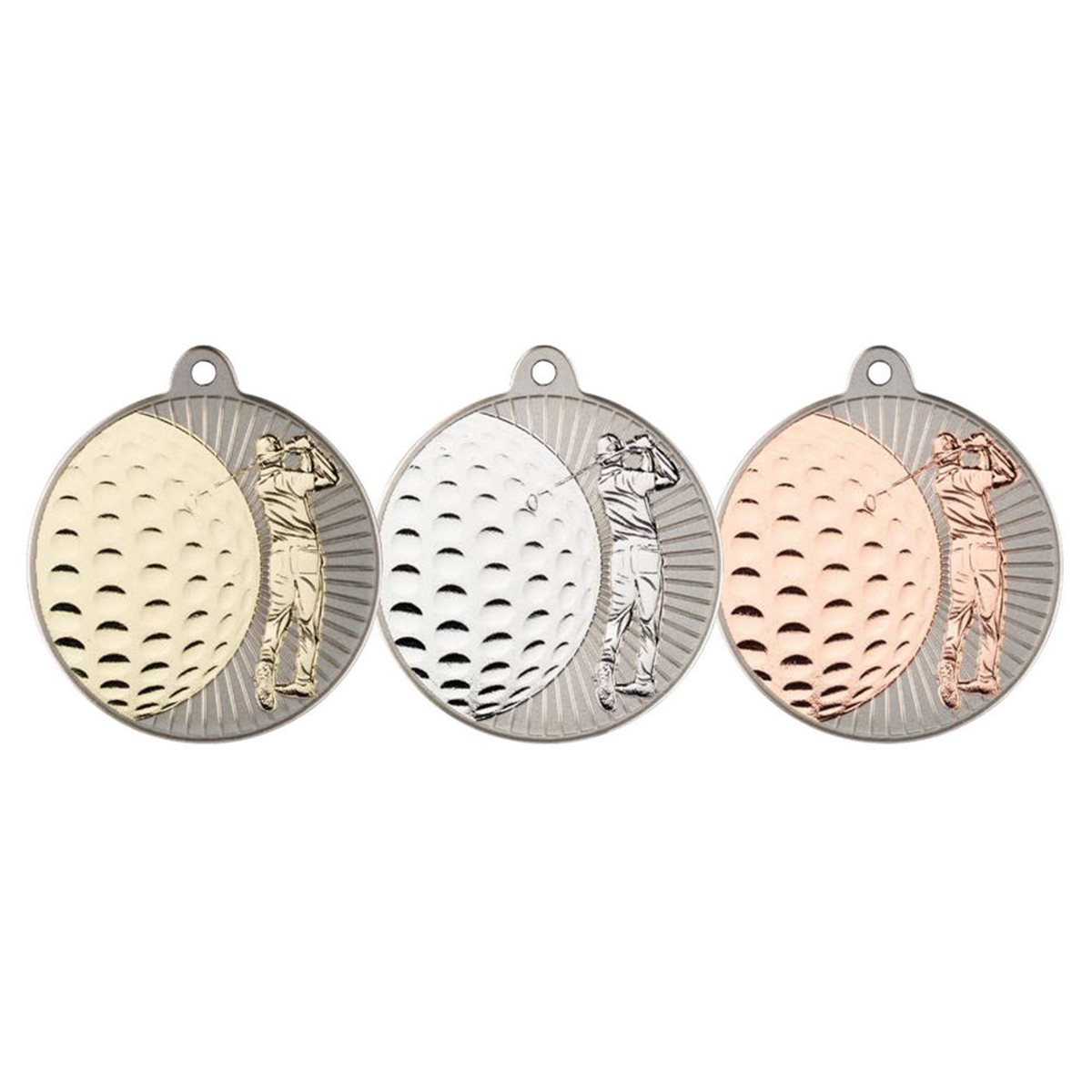 50mm Silver Golf Two Colour Medal MV02