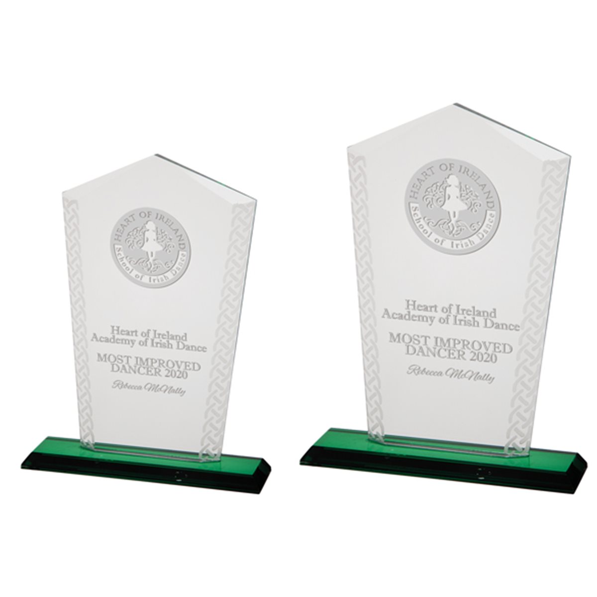Celtic Glass Award 10mm Thick on Green Base CR20141