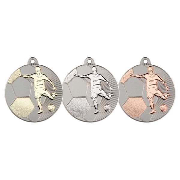 50mm Silver Football Two Colour Medal MV01
