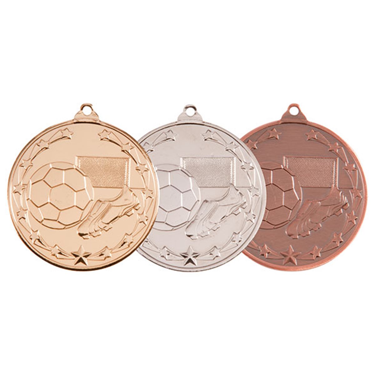 50mm Football Medal MM1022 Gold, Silver, Bronze