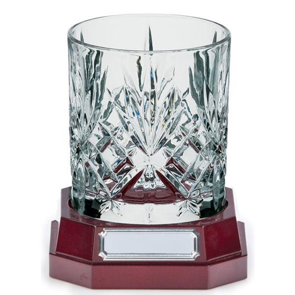 Crystal Whisky Tumbler on Wood Base CR17522