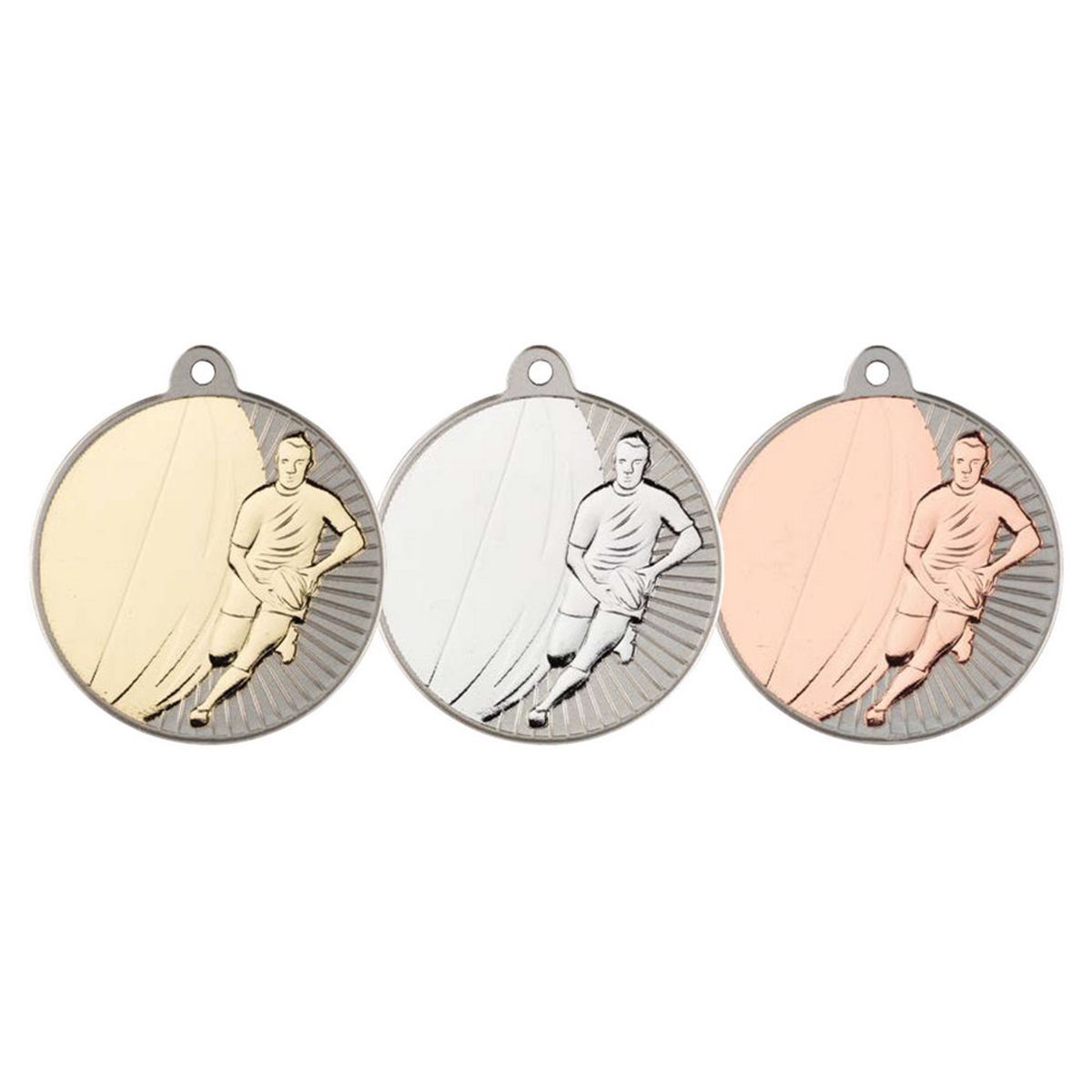 50mm Silver Two Colour Rugby Medal MV04
