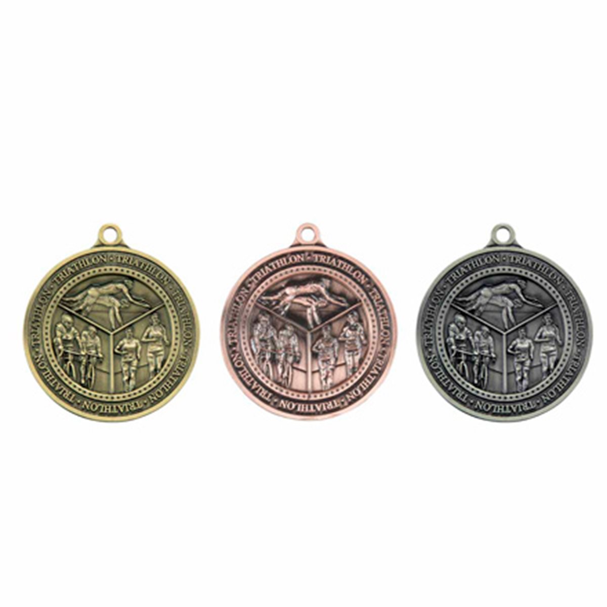 Olympia Triathlon Medal 60mm, Gold, Silver, Bronze MM17012