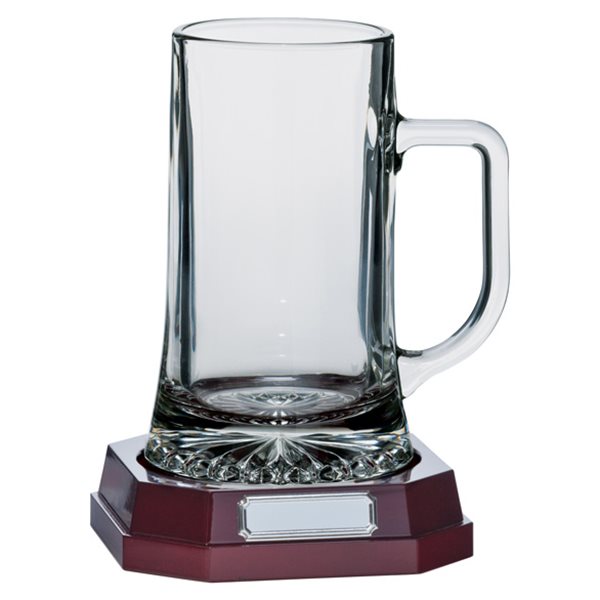 One Pint Crystal Tankard on Wooden Base CR1731A