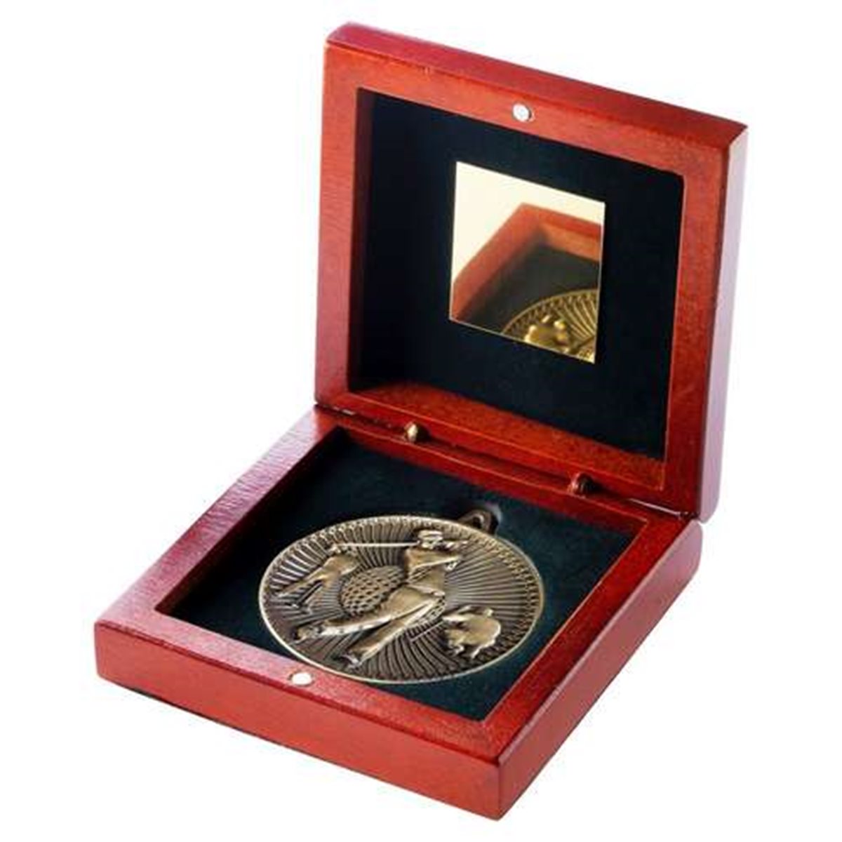 Gold 60mm Golf Wooden Boxed Medal JR2-TY56A