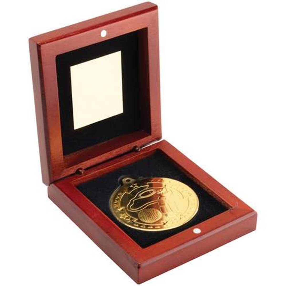 Golf Gold 50mm Medal in Wooden Box JR2-TY35A