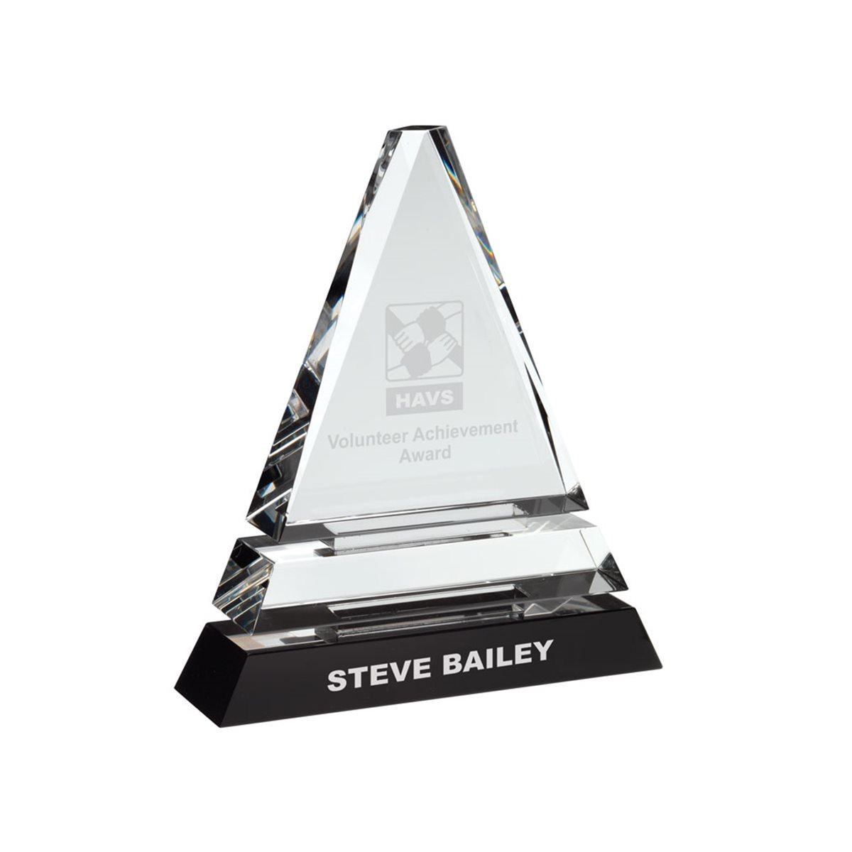 Clear/Black Triangular Glass Award CBG3