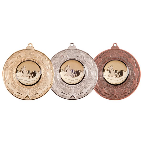 50mm Star Medal MM1052 in Gold, Silver and Bronze
