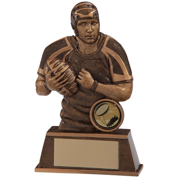 Gold Resin Rugby Figure Trophy RF4130