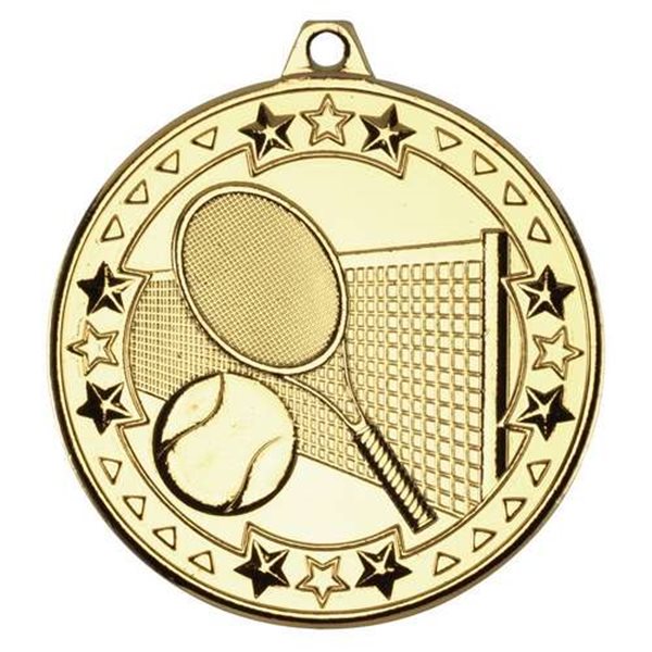 Tennis 50mm Medal in Gold, Silver & Bronze M75