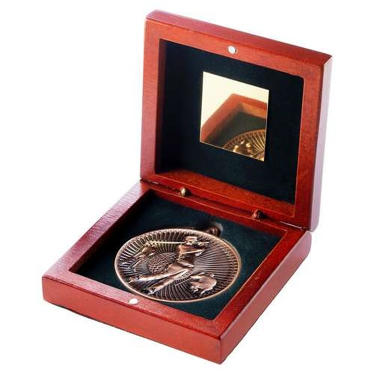 Bronze 60mm Golf Wooden Boxed Medal JR2-TY56C