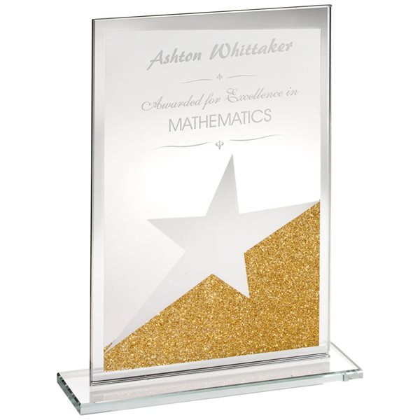 Jade Glass Gold Glitter Star Award SG4