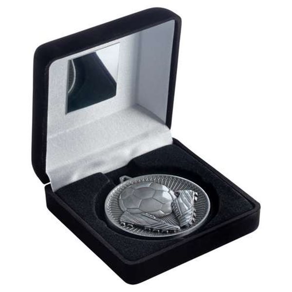 Silver 60mm Football Boxed Medal JR1-TY10B
