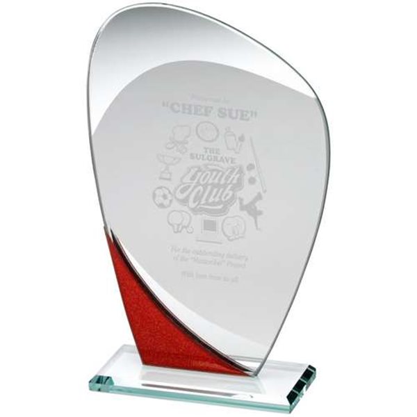 Clear / Red Jade Curved Glass Award TD.RB1