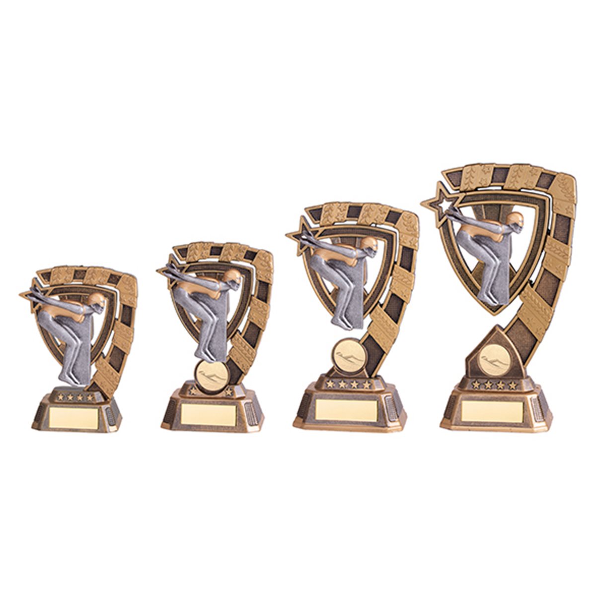 Gold and Silver Resin Female Swimming Trophy RF18038