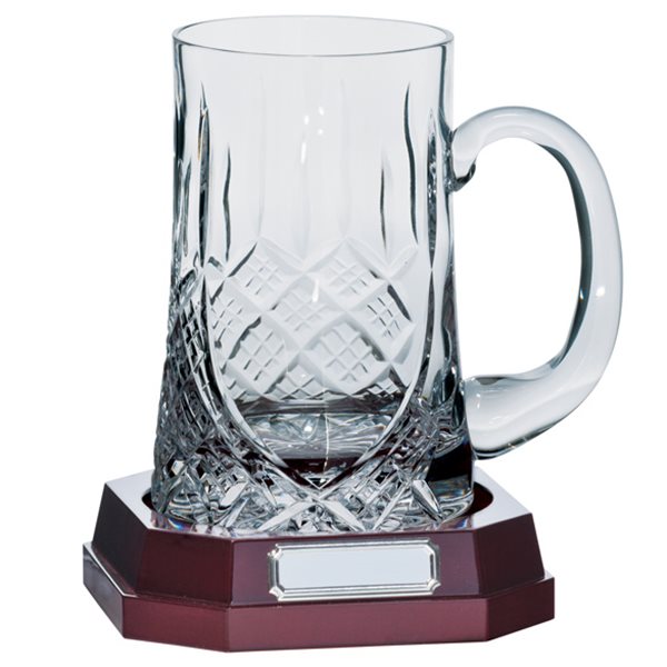 One Pint Crystal Tankard on Wooden Base CR3603A