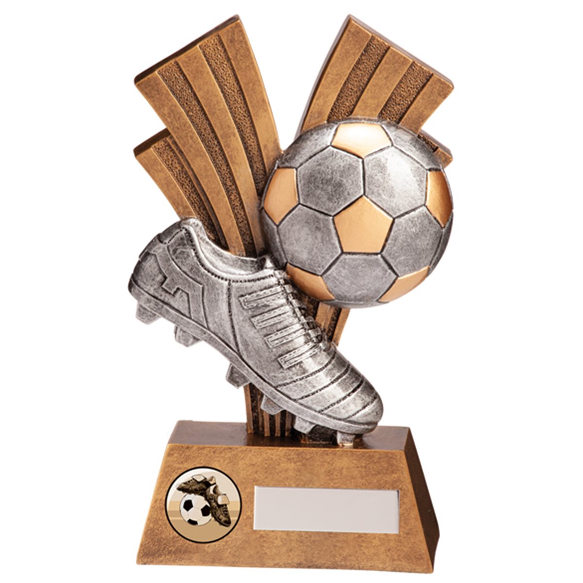 PERSONALIZED FOOTBALL BOOT AND BALL TROPHY