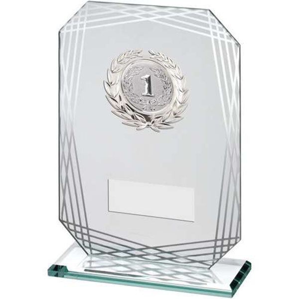 Rectangular Glass Award with Silver Trim TY174
