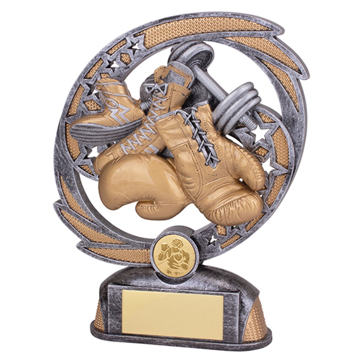 Gold and Silver Resin Boxing Trophy PT19042