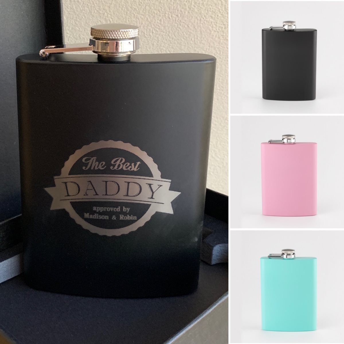 Personalised Best Daddy Stainless Steel Hip Flask 240ml
