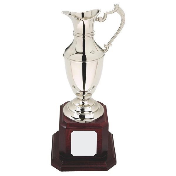 Nickel Plated Silver Claret Jug Wood Base SV749