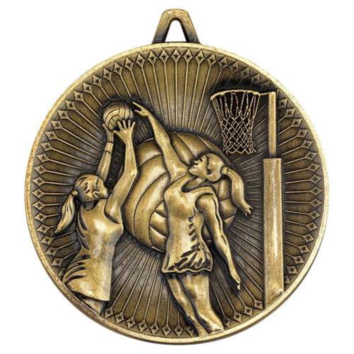 60mm Deluxe Netball Medal DM08 in Gold, Silver & Bronze