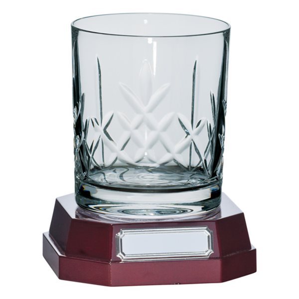 Crystal Whisky Tumbler on Wood Base CR4880