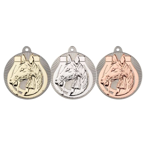 50mm Silver Two Colour Horse Medal MV20