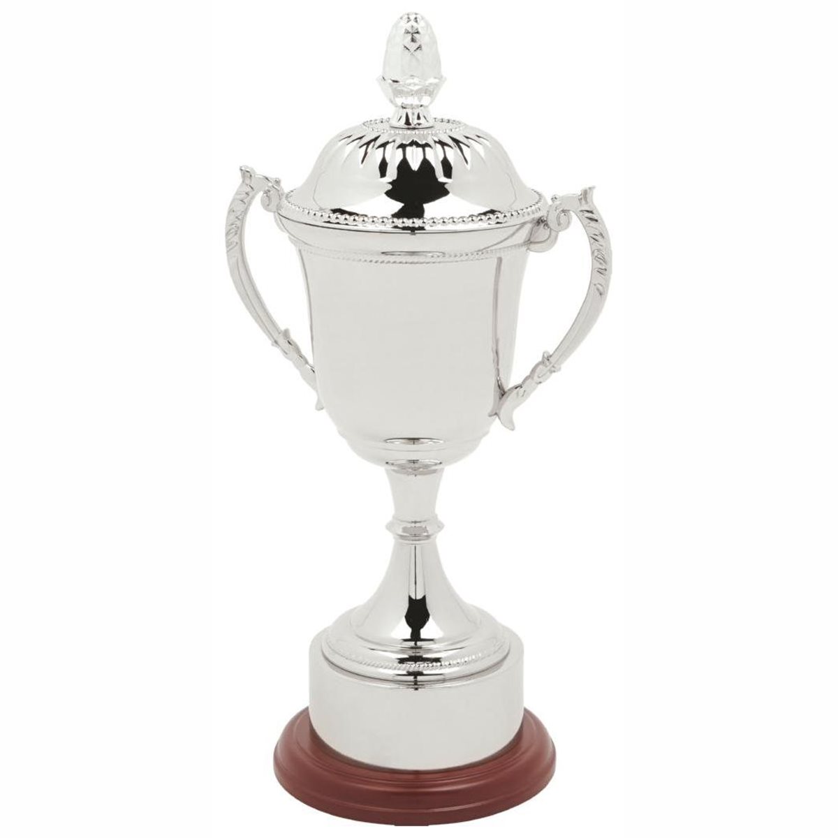 Silver Nickel Plated Cup on Round Wooden Base with Lid SV854