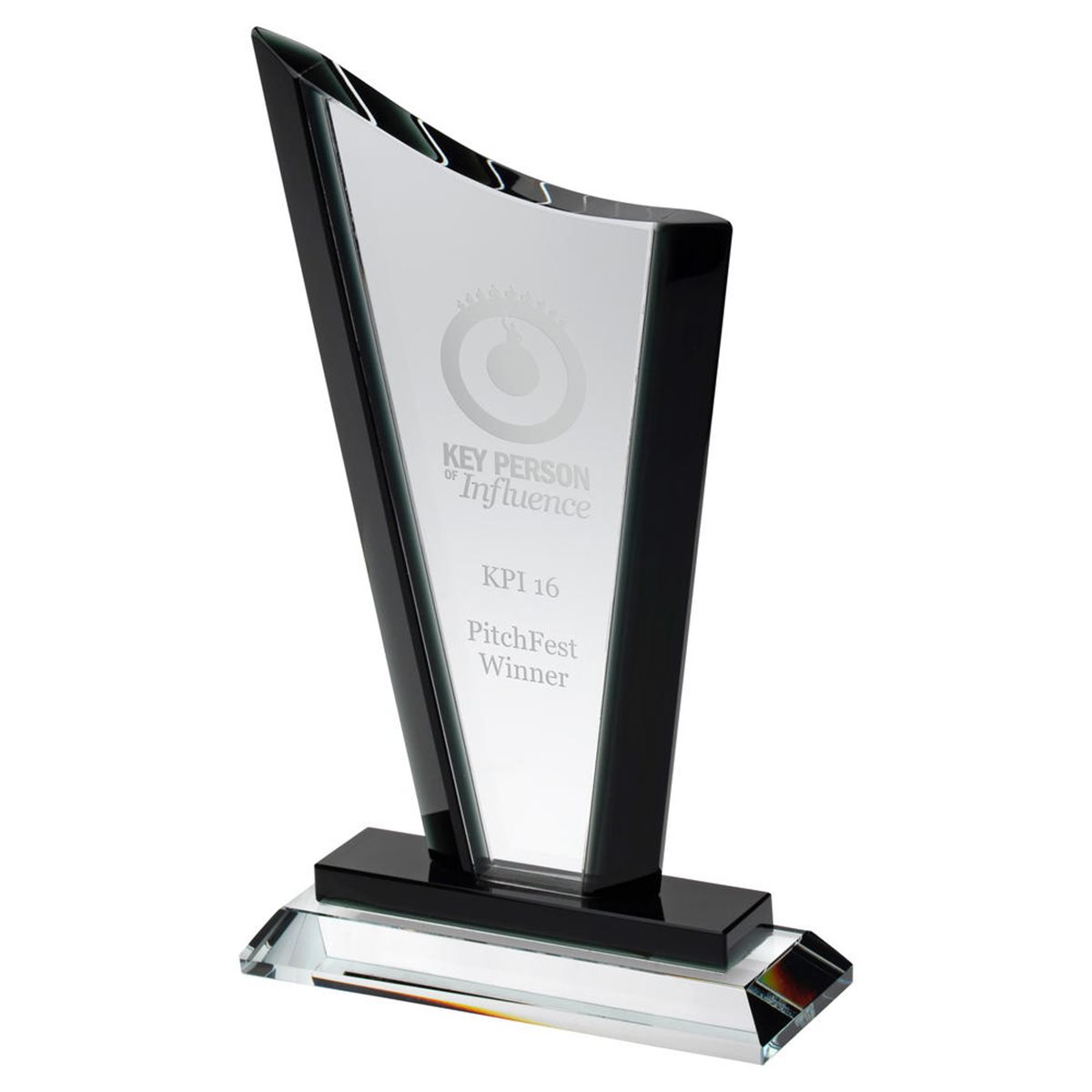 Black and Clear Glass Award 15mm thick on Glass Base CBG25