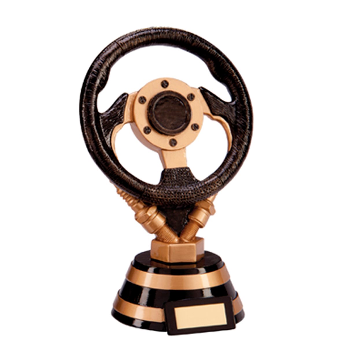 Black/Gold Resin Steering Wheel Trophy RF1128